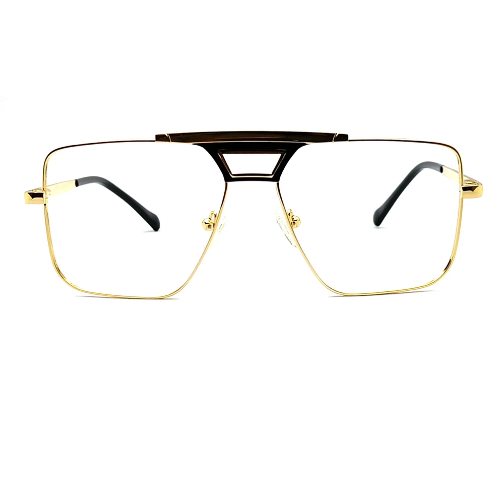 Golden Double Bar Square Eyeglasses