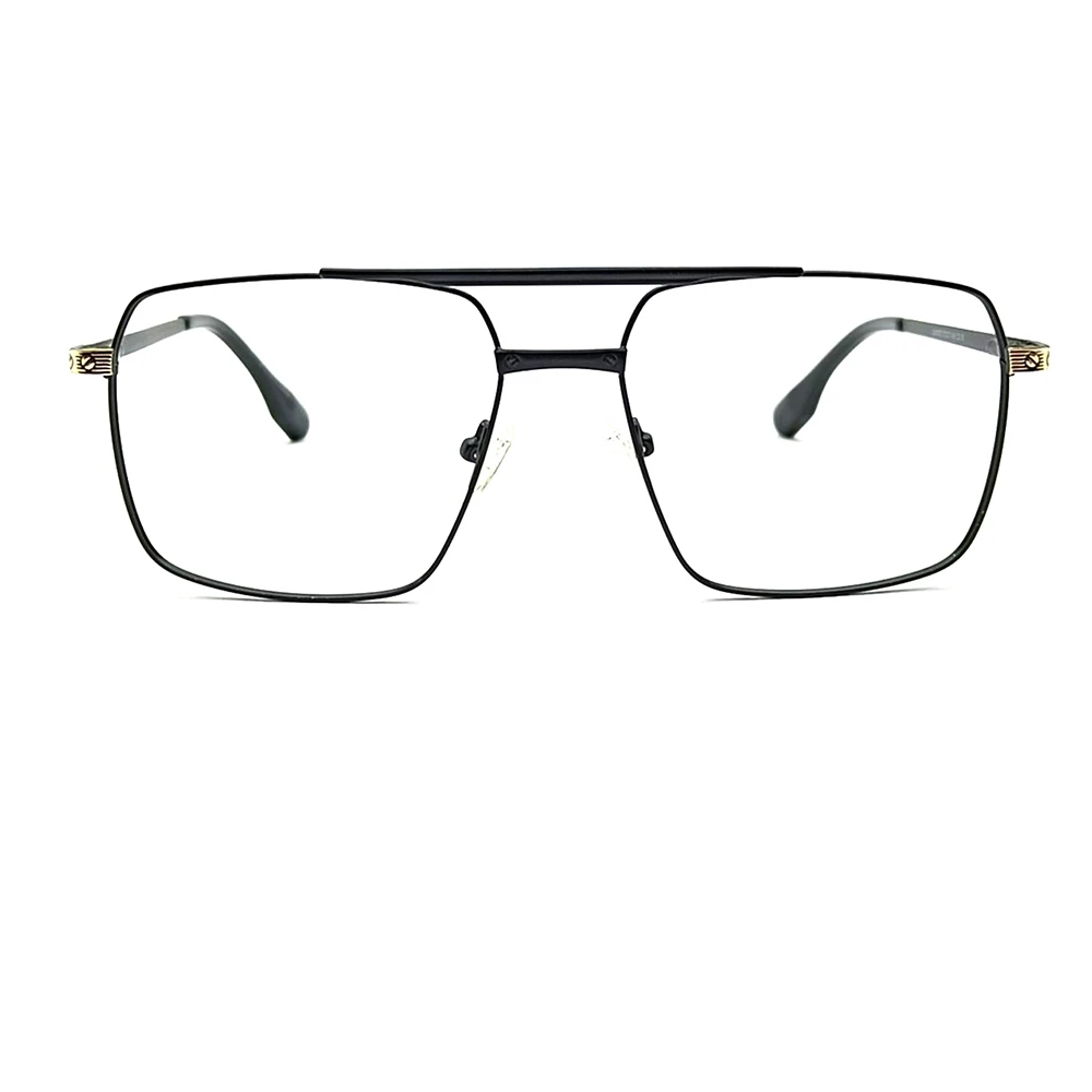 Black Double Bar Square Eyeglasses