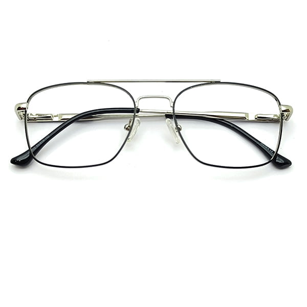 Silver Double Bar Rectangular Eyeglasses