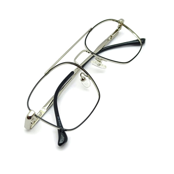 Silver Double Bar Rectangular Eyeglasses