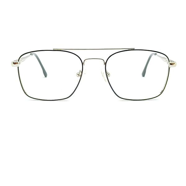 Silver Double Bar Rectangular Eyeglasses