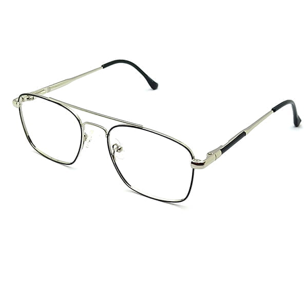 Silver Double Bar Rectangular Eyeglasses