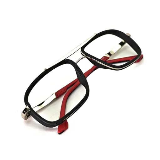 Black Silver Bold Eyeglasses at chashmah