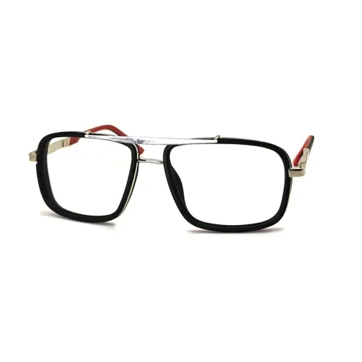 Black Silver Bold Eyeglasses at chashmah