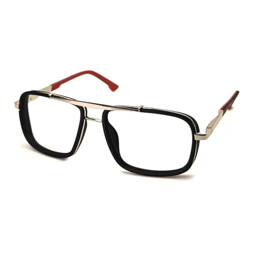 Black Silver Bold Eyeglasses at chashmah
