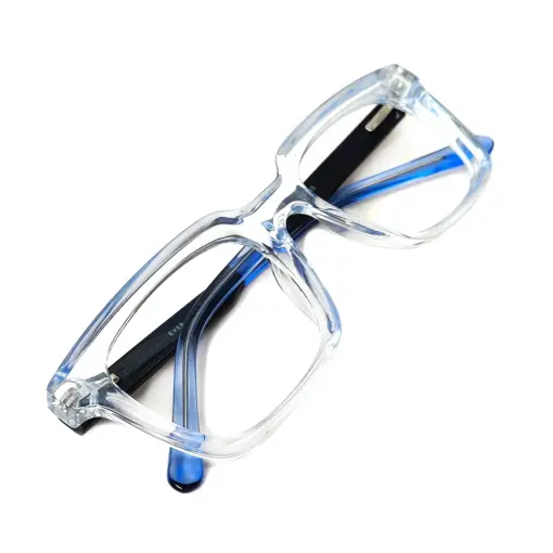 Glass Blue Classic Eyeglasses at chashma