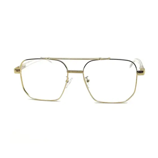 Oversized White Golden Eyeglasses AT CHASHMAH