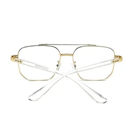 Oversized White Golden Eyeglasses AT CHASHMAH