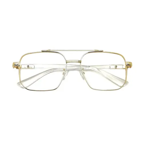 Oversized White Golden Eyeglasses AT CHASHMAH