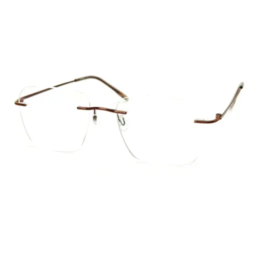 Copper Brown Rimless Eyeglasses at chashma