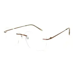Copper Brown Rimless Eyeglasses at chashma