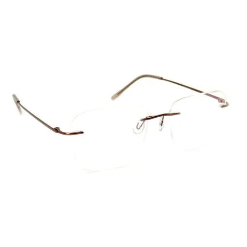 Copper Brown Rimless Eyeglasses at chashma