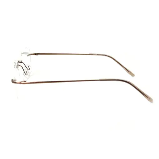 Copper Brown Rimless Eyeglasses at chashma