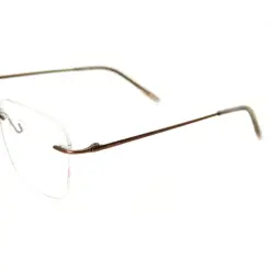 Copper Brown Rimless Eyeglasses at chashma