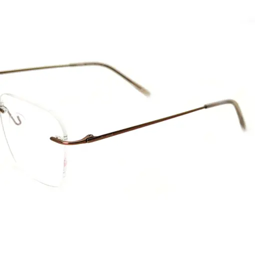 Copper Brown Rimless Eyeglasses at chashma