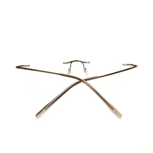 Copper Brown Rimless Eyeglasses at chashma