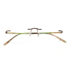 Copper Brown Rimless Eyeglasses at chashma