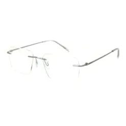 Matte Silver Rimless Eyeglasses at Chashma