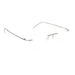 Matte Silver Rimless Eyeglasses at Chashma