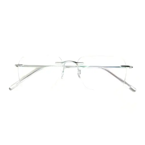 Matte Silver Rimless Eyeglasses at Chashma