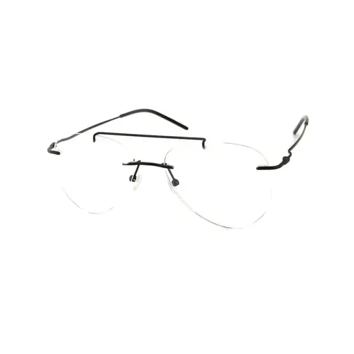 Black Rimless Turban Aviator Eyeglasses at chashma
