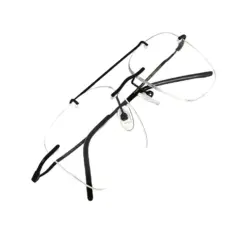 Silver Rimless Turban Aviator Eyeglasses at chashma