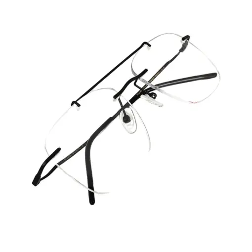 Silver Rimless Turban Aviator Eyeglasses at chashma