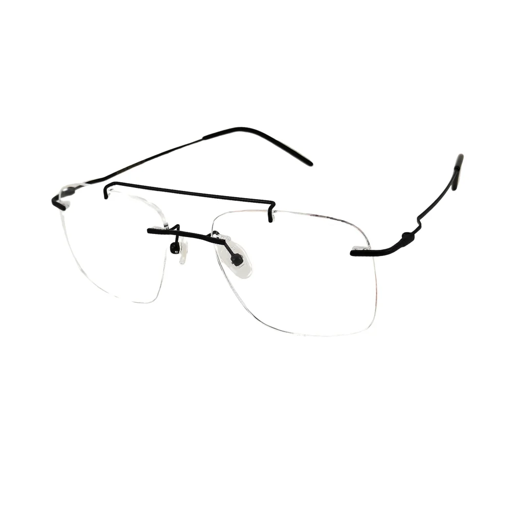 Turban-Friendly Rimless Eyeglasses : Redefining Comfort & Style for Sikh Gentlemen 2 Black Turban Friendly Rimless 30038 2 1