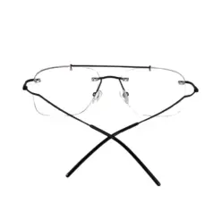 Silver Rimless Turban Aviator Eyeglasses at chashma