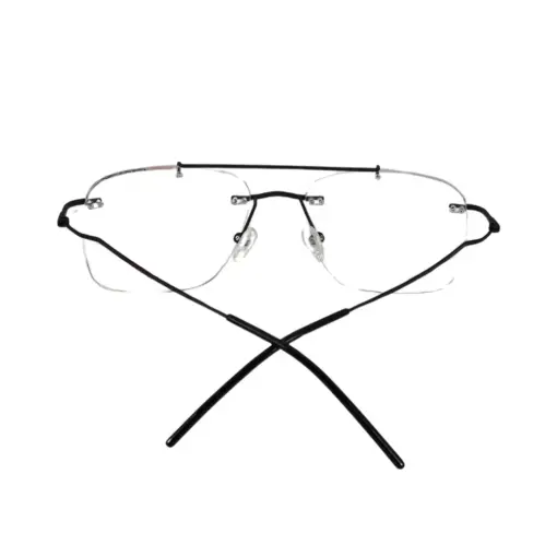 Silver Rimless Turban Aviator Eyeglasses at chashma
