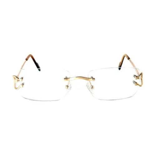 Golden Rimless Eyeglasses at chashma