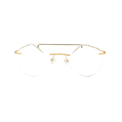 Golden Rimless Turban Aviator Eyeglasses at chashma