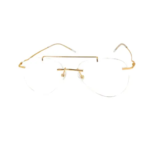 Golden Rimless Turban Aviator Eyeglasses at chashma