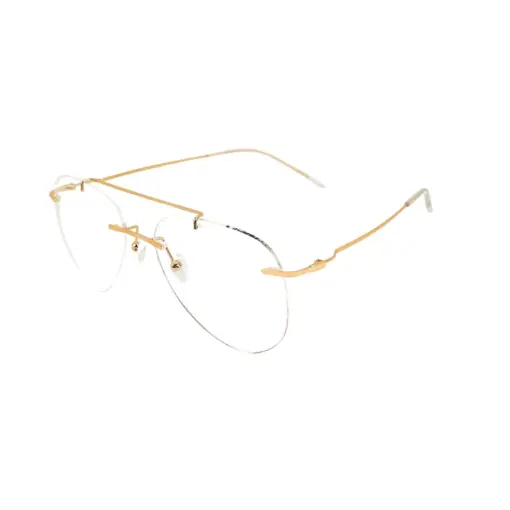 Golden Rimless Turban Aviator Eyeglasses at chashma