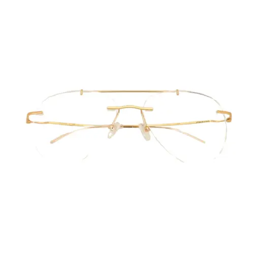 Golden Rimless Turban Aviator Eyeglasses at chashma