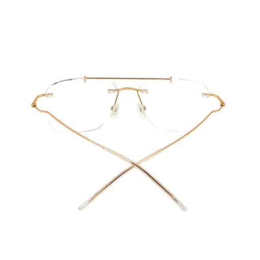 golden Rimless Turban Aviator Eyeglasses at chashma
