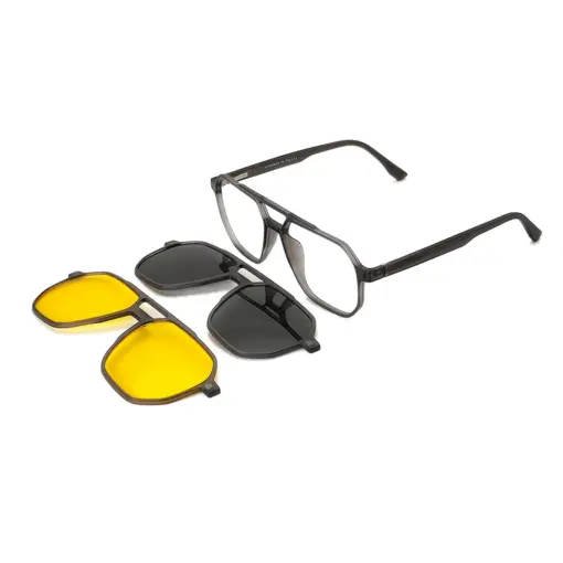 Grey Aviator Clip-on Eyeglasses