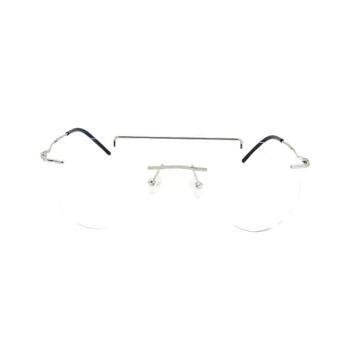 Silver Rimless Turban Aviator Eyeglasses at chashma