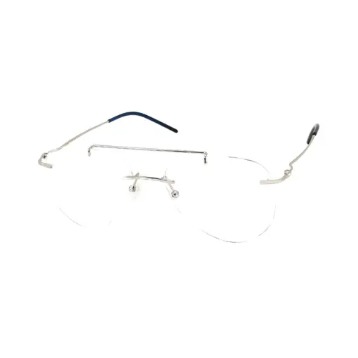 Silver Rimless Turban Aviator Eyeglasses at chashma