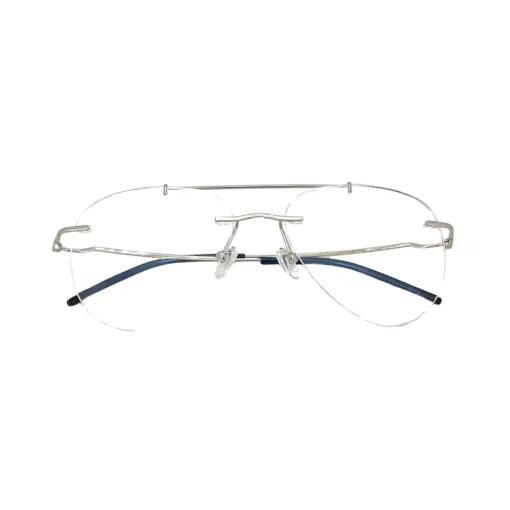 Silver Rimless Turban Aviator Eyeglasses at chashma
