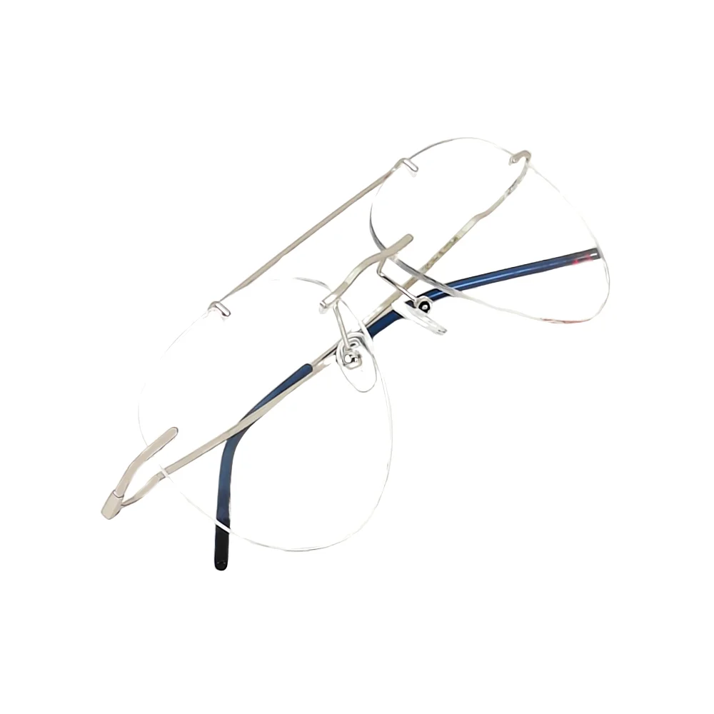 Turban-Friendly Rimless Eyeglasses : Redefining Comfort & Style for Sikh Gentlemen 4 Silver Rimless Turban Aviator 30037 7 1
