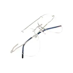Silver Rimless Turban Aviator Eyeglasses at chashma