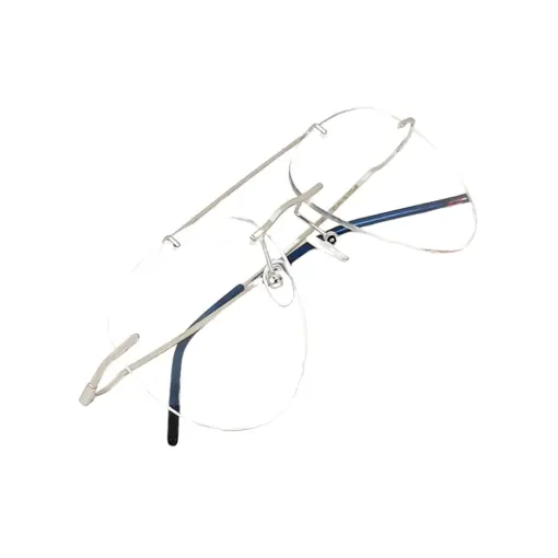 Silver Rimless Turban Aviator Eyeglasses at chashma