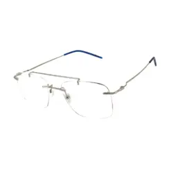 Silver Rimless Turban Aviator Eyeglasses at chashma