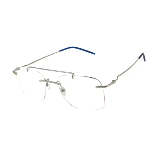 Silver Rimless Turban Aviator Eyeglasses at chashma