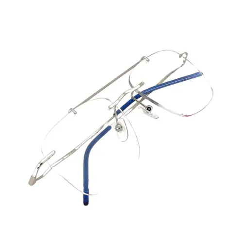 Silver Rimless Turban Aviator Eyeglasses at chashma