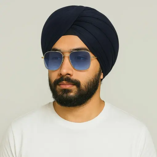 Blue Aviator Turban Sunglasses at chashma