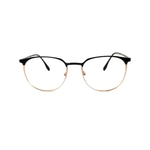 Black Gold Round Eyeglasses At chashmah