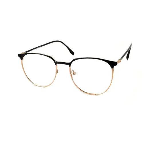 Black Gold Round Eyeglasses At chashmah
