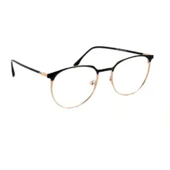 Black Gold Round Eyeglasses At chashmah